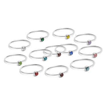 Silver Solitaire Birthstone Ring