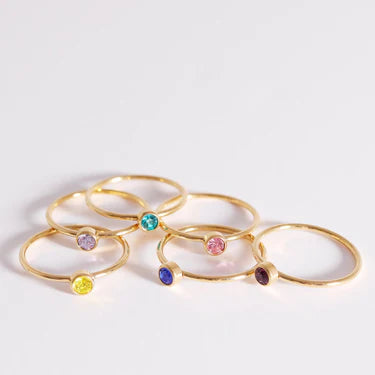 Gold Solitaire Birthstone Ring